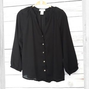 Miley and Molly Black Button Down Blouse (M)